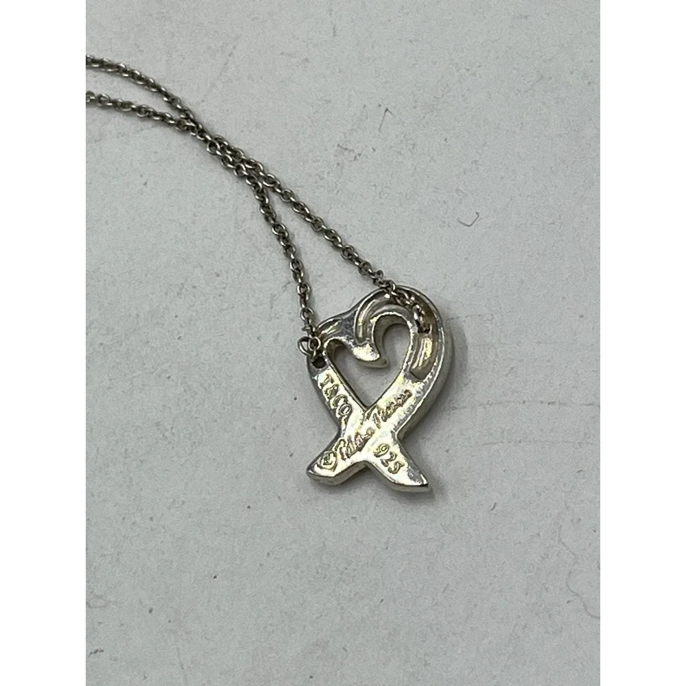 Tiffany & Co. Paloma Picasso 925‎ Sterling Silver Loving Open Heart Necklace